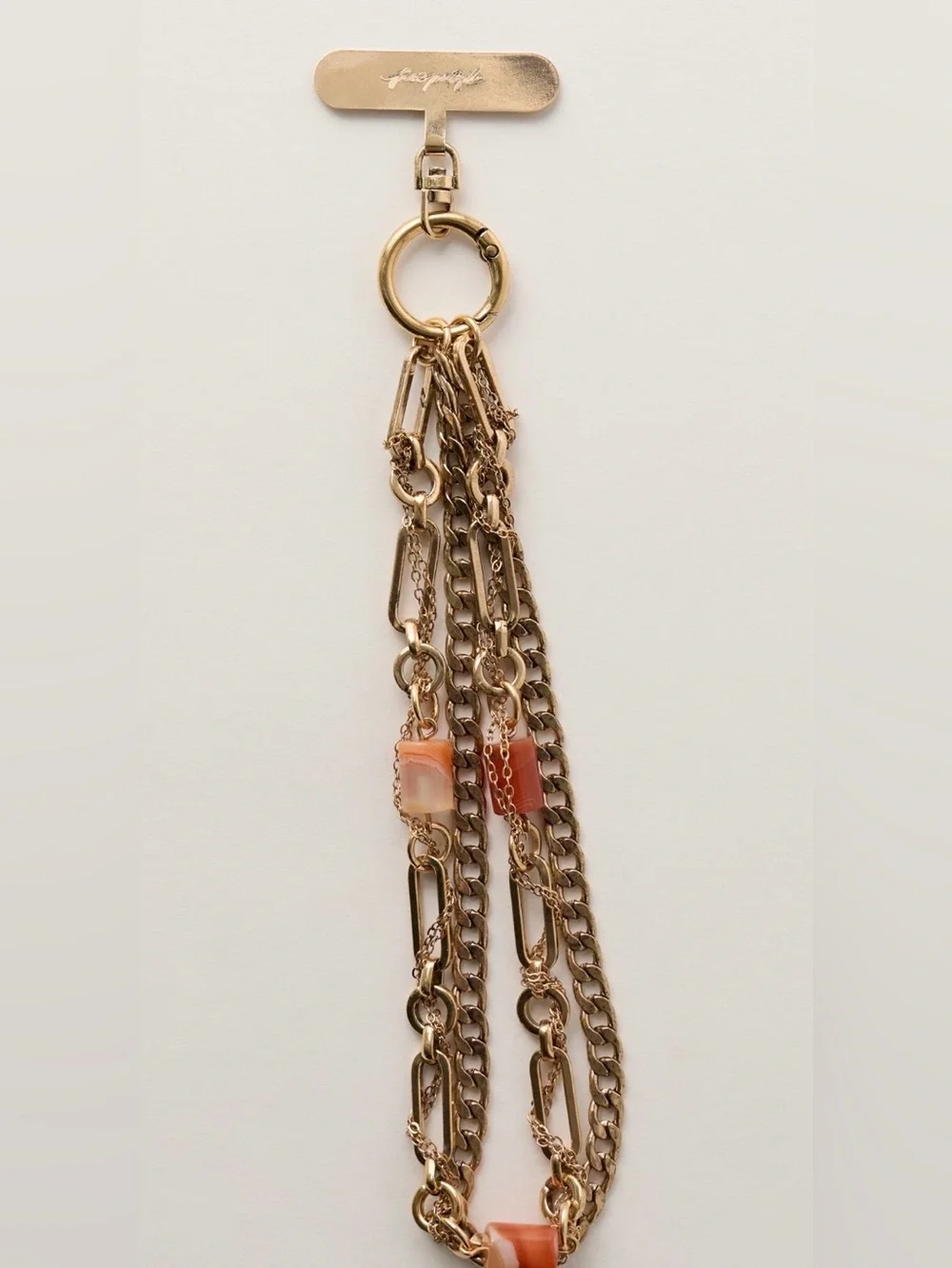 NWT Free People Layered Chain Phone Wristlet in Antique Gold NEW - Picture 1 of 4